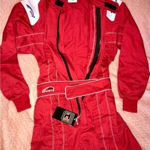 TKO Kids One Piece race suit - Red and and White, perfect for go cart,